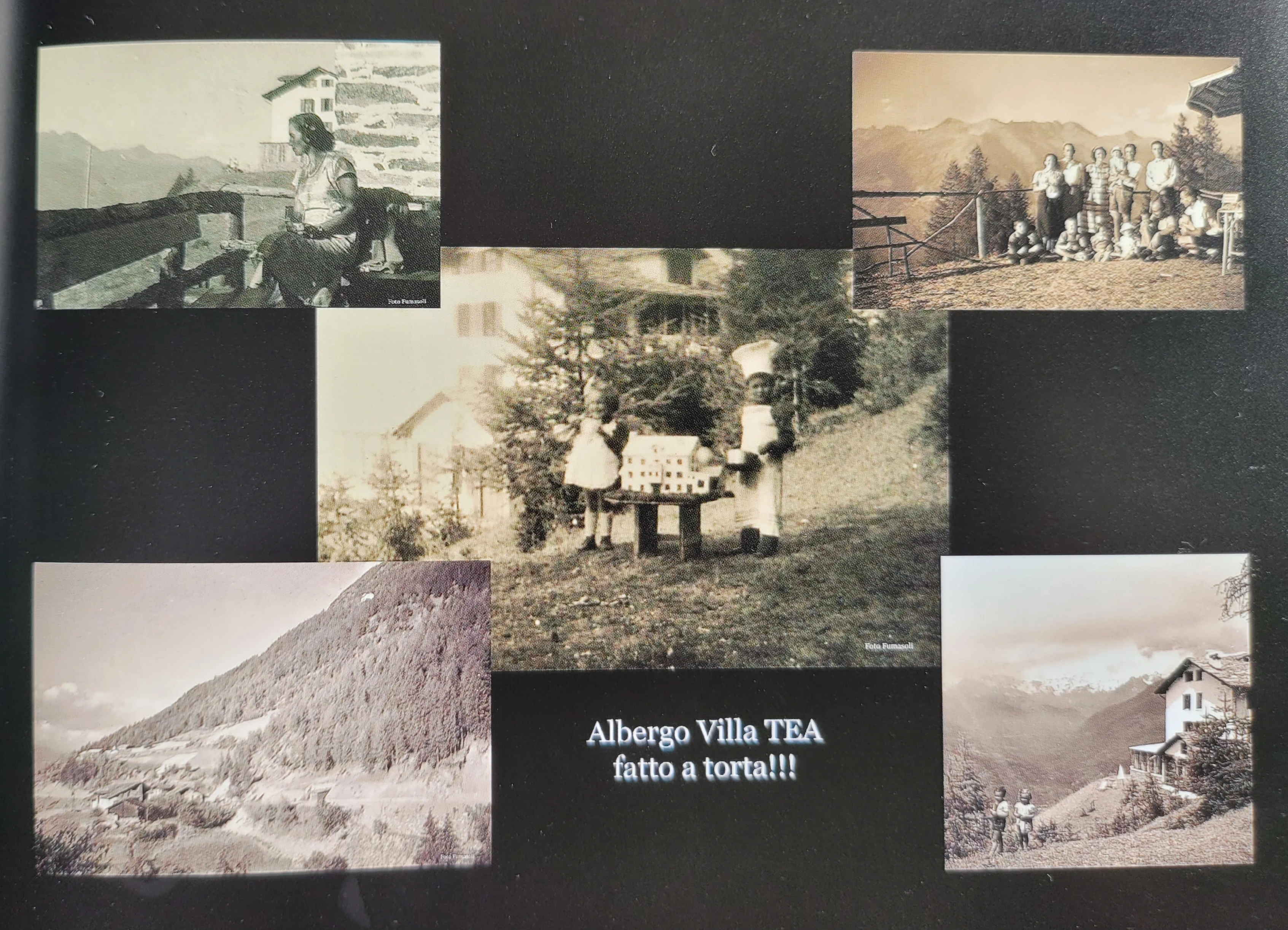 Collage d'epoca: ospiti e scene della stagione estiva all'Albergo